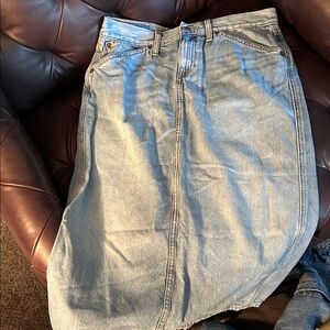 Re/Done midi denim skirt with back slit